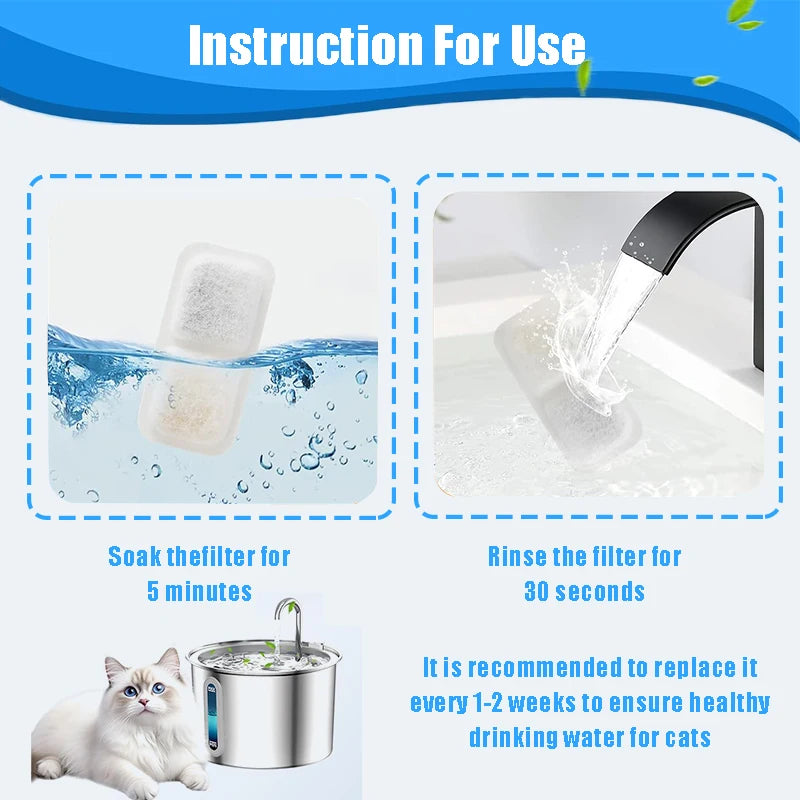 6/12Pcs Pet Water Dispenser Filter Cat Water Fountain Filter Drinking Fountain Filter Cycle Filtering Easy to Clean