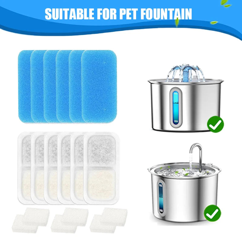 6/12Pcs Pet Water Dispenser Filter Cat Water Fountain Filter Drinking Fountain Filter Cycle Filtering Easy to Clean